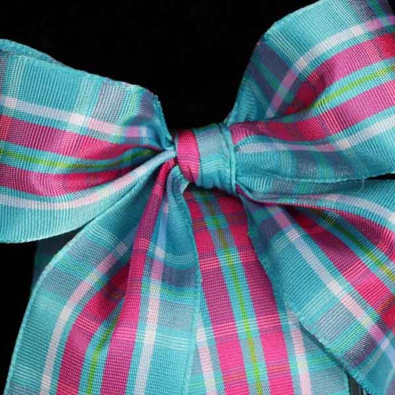 The Ribbon People Blue and Pink Woven Narrow Plaid Wired Craft Ribbon 1.5" x 22 Yards